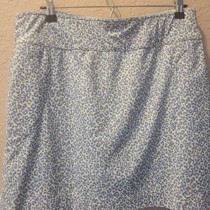 Blue and Cream Leopard Print A-Line Skirt